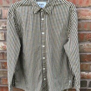 Wax London Tan Plaid Casual Button Down Shirt Long Sleeve Men’s Small